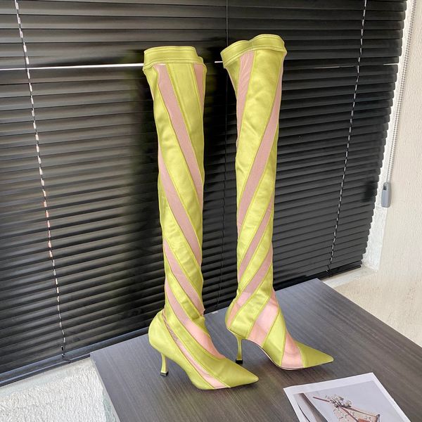 Дизайнер Австралия сапоги классическая мода Черное желтое колено высокое ботинок рыцарные западные ковбойские женщины Длинные зимние туфли на колене