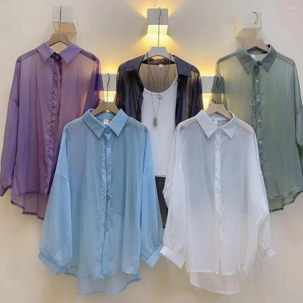 Женские блузки летние солнце защиты с длинным рукавом блуз блузки свободные топы женские корейские рубашки высокие dongdaemun 2023 шикарные