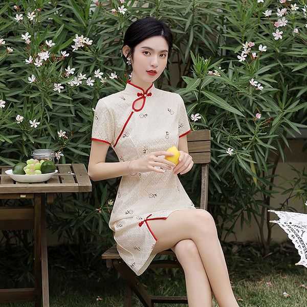 Saias Hongyun Dream Primavera e Verão Composto de Renda Cheongsam Bordado Melhora o Trabalho Diário da Jovem Menina Short Sk