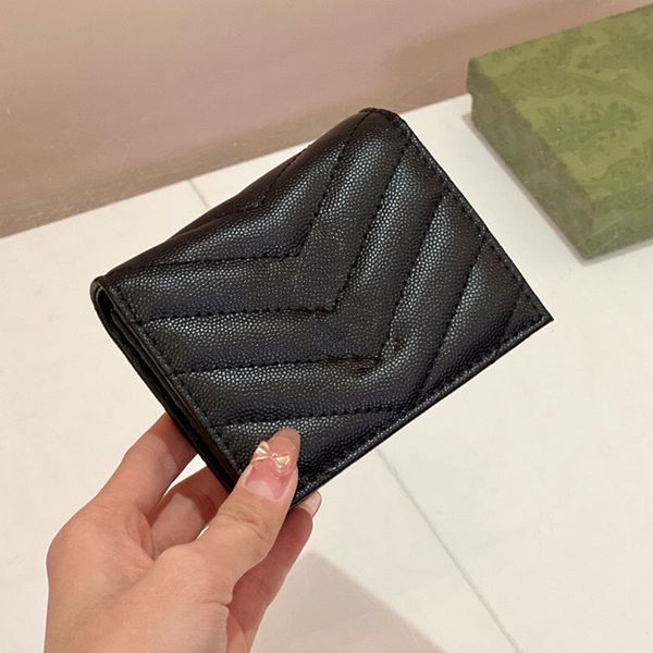 Luxury s Fashion Card Holder Modello classico Caviar trapuntato Mini hardware all'ingrosso Borsa da uomo e da donna in pelle di design con scatola