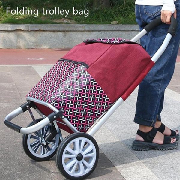 Einkaufstaschen Ultra leichte faltbare Aluminiumlegierung Trolley -Bag Lebensmittelwagen Supermarkt Tragbares abnehmbares Reisekoffer