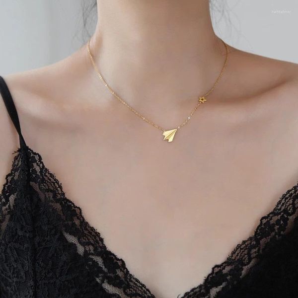 Colar Brincos Conjunto Elegante Geométrico Avião Estrela Aço Inoxidável Banhado a Ouro Pulseira Tornozeleira Escritório Senhoras Mulheres Moda Jóias Presentes