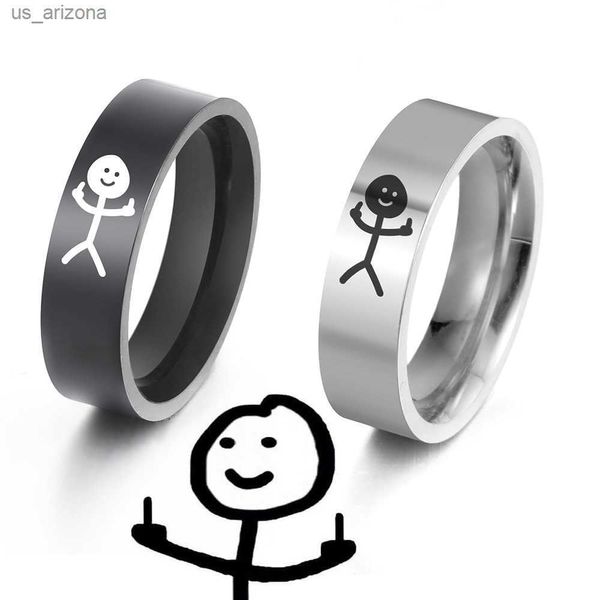 Dreamtimes Simple Trend Смешная средняя палочка кольцо хип -хоп Fuxk You Doodle Rings для человека для вечеринки Новые подарки ювелирные изделия L230620