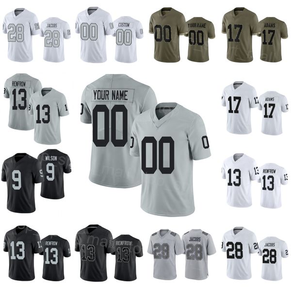 Erkekler Kadın Futbol 28 Josh Jacobs Jersey 35 Zamir Beyaz 34 Brandon Bolden 17 Davante Adams 13 Hunter Renfrow 9 Tyree Wilson Saati geri çevir