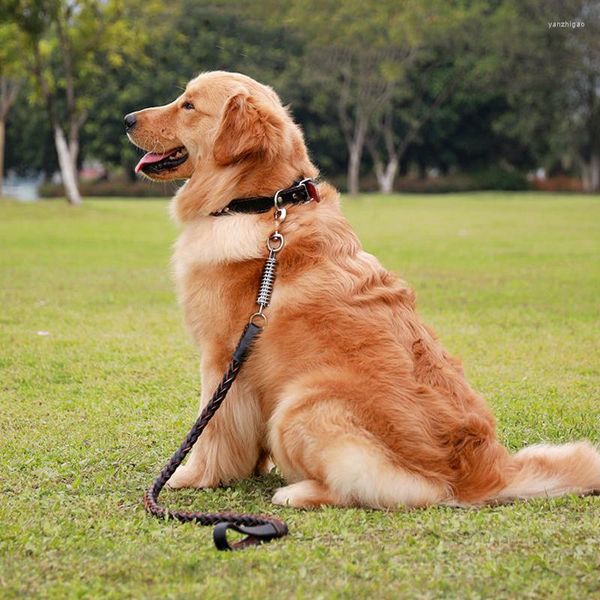 Coleiras para cães Coleira de couro para animais de estimação para grande tração Arraste corda de reboque Suprimentos para corrente Acessórios Evite caminhada descontrolada