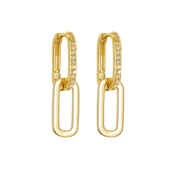 Hochwertige Aussage Earring Retro Micro eingelegtes Zirkon geometrischer Ohrringe Paperclip Link Ohrring -Anhänger Juwelierzubehör