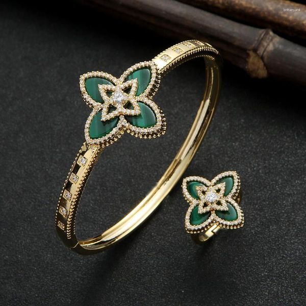 Halskette, Ohrringe, Set, klassisches Blatt, Blume, Armband und Ring, Schmuck, natürliche Muschel, Zirkon, hochwertige wasserdichte Armbänder, Ringe, Hochzeit