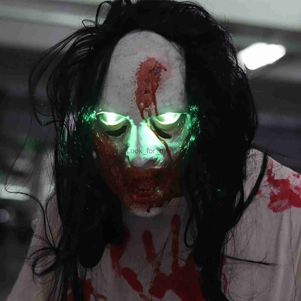 Máscara de zumbi de Hothalloween Props Grudge Ghost Hedging Zombie Mask realista Masquerade Máscara de Halloween Hair Fantasma Máscara assustadora HKD230810
