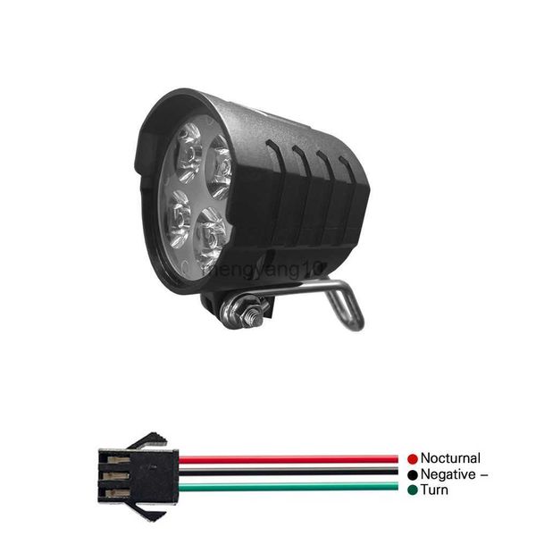 Bisiklet Işıkları E-Bisiklet Korna Işık Elektrikli Bisiklet 4 LED Far 12W Su Geçirmez 2'de 1 Boynuz ve Işık Anahtarı 36V 48V 60V Bisiklet El Feneri HKD230810