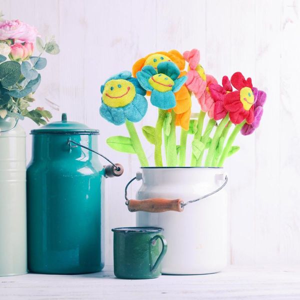 Dekorative Blumen, 10 Stück, Vorhangschnalle, Plüsch-Sonnenblumen-Raffhalter, Blume, biegbare Stiele, künstlicher Blumenstrauß, Vase, Dekoration, Geschenk für Kinder und Mädchen