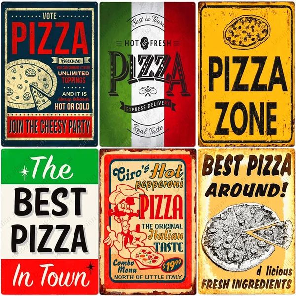 Pizza Bölgesi Metal Plak Büyük Gıda Vintage Metal İşaret Lezzetli Gıda Sticker Pub Bar Ev Dekorasyon Ev Yapımı Poster İtalyan Pizza Duvar Sanat Plakası 30x20cm W01