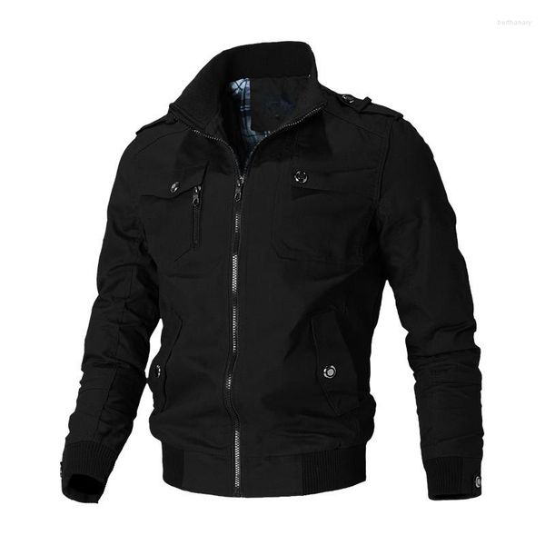 Herrenjacken Jacke mit mehreren Taschen und Stehkragen, kurz, hochwertiger, lässiger Herren-Baseball- und Motorrad-Techwear-Mantel
