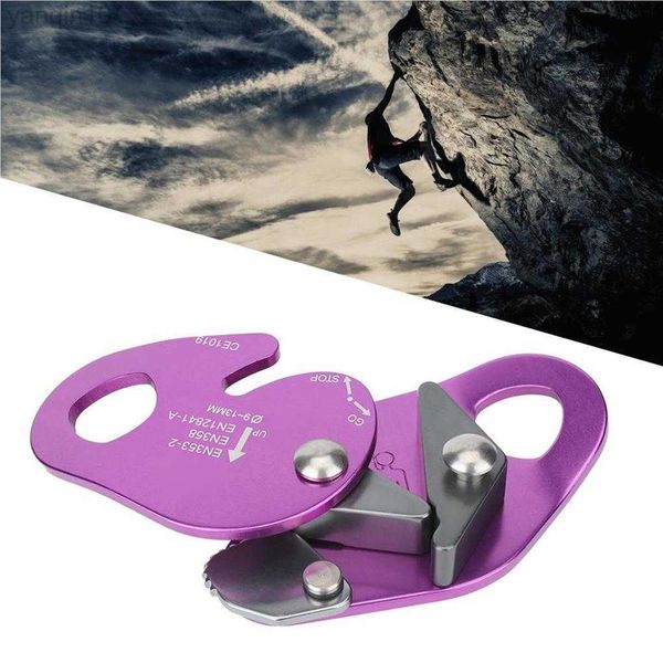 Protezione da roccia autoportanti stop discendente per un morsetto di corda da 9-13 mm Afferrare l'anello del rappel ingranaggio di arrampicata viola HKD230810