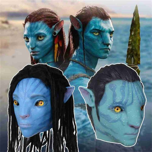 Film Avatar 2 Der Weg der Wasser Cosplay -Maske Na'vi Neytiri Jake Sully Latex Alien Kostüm Party Halloween Erwachsene Masken HKD230810