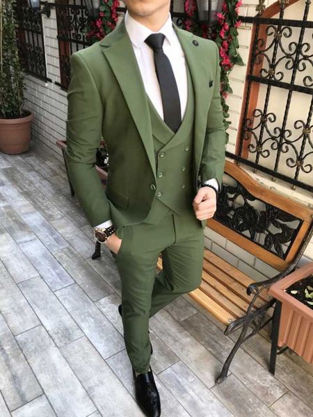 Ternos Masculinos Blazers Custom Made Ternos Masculinos Verde Azeitona Smoking Notch Lapela Padrinhos Casamento Homem 3 Peças JaquetaCalçasColeteGravata C894 230809