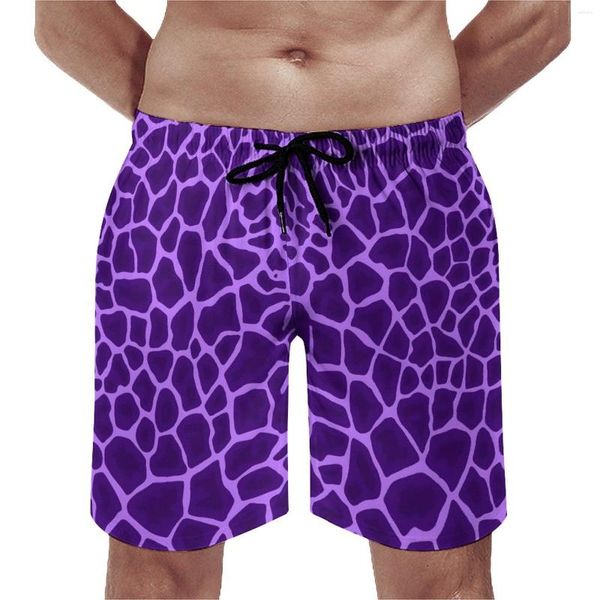 Herren Shorts Giraffe Print Board Elastische Taille Männliche Strandhose Lila Tier Große Größe Badehose Bequem