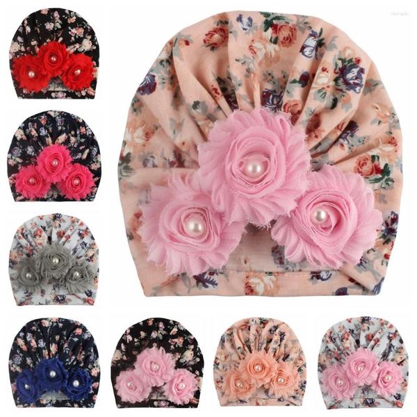 Beralar Moda Hindistan Baskı Beanies Hat Bebek Kız Knot türban başlık çocuklar Shabby Çiçek Headwrap Po Props