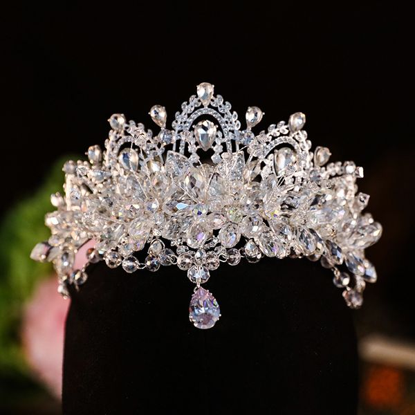 Hochzeit Haarschmuck Tiara Kristall Luxus Brautkrone Weißes Diadem Tiaras Stirn Stirnband Zubehör Kopfschmuck Kopf 230809