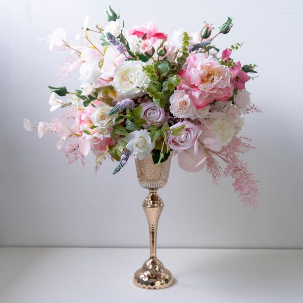 Flores decorativas personalizadas rosa verde azul rosa peônia hortênsia peça central de mesa arranjo de bola de flores banquete de casamento buquê adereços de festa