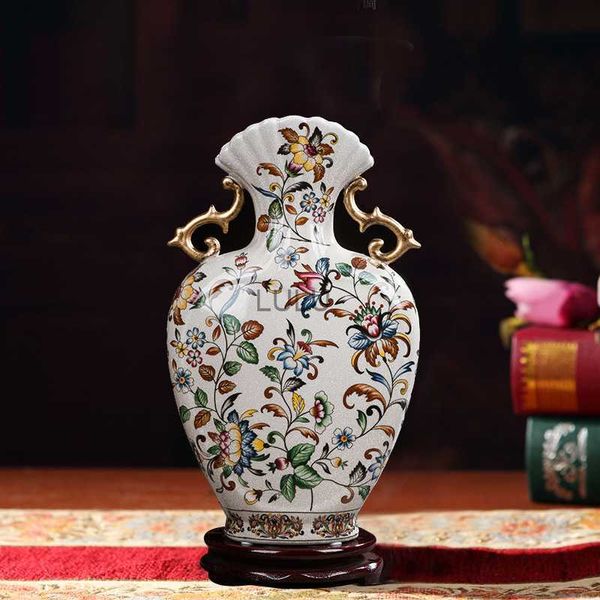Jingdezhen Vaso europeo in ceramica Vaso antico crack glassa disposizione floreale Vaso soggiorno bogujia decorazione domestica vaso hkd230810