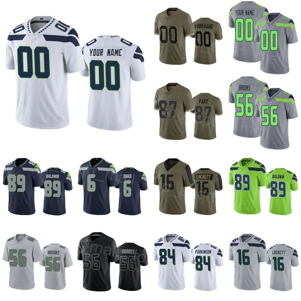 Futebol da juventude do homem do homem atacado 16 Tyler Lockett Jersey 87 Noah Fant 89 Dissly 84 Colby Parkinson 56 Jordyn Brooks 30 Mike Jackson 6 Quandre Diggs Team Green Gre Gre