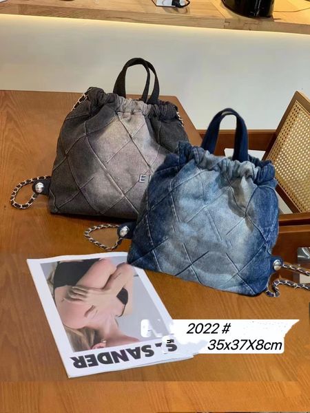 Orijinal Tote Çöp Alışveriş Çantası Lüks Kadın Tasarımcı Cüzdanlar Kanal Zinciri Seyahat Çanta Kılıfları Orijinal Denim Crossbody Çanta Büyük, Kovboy Çöp Çanta