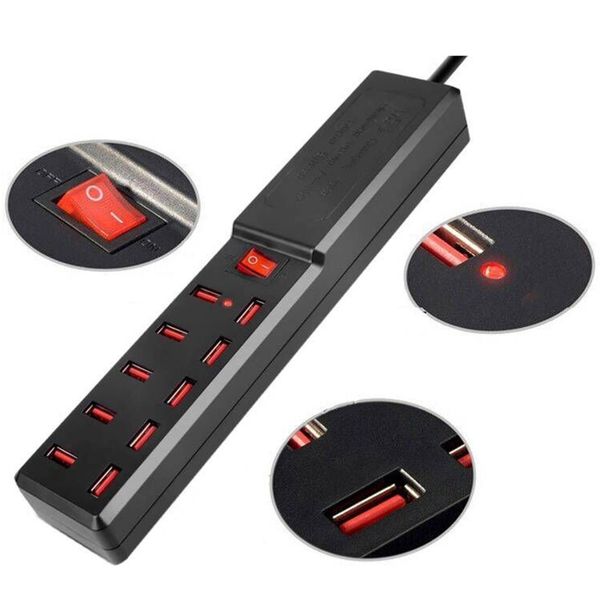 10 portlu USB Şarj Cihazı Aile Boyutu Masaüstü USB Rapid Charger Birden Fazla Aygıtlar İçin Akıllı USB Şarj Cihazı Akıllı Telefon Tablet Dizüstü Bilgisayar