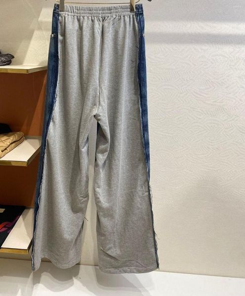 Herrenjeans, Luxus-Patchwork-Design, Marke, hohe Qualität, Taille, lose, berühmtes Original, weitbeiniges Ende, abgenutzt und gewaschen