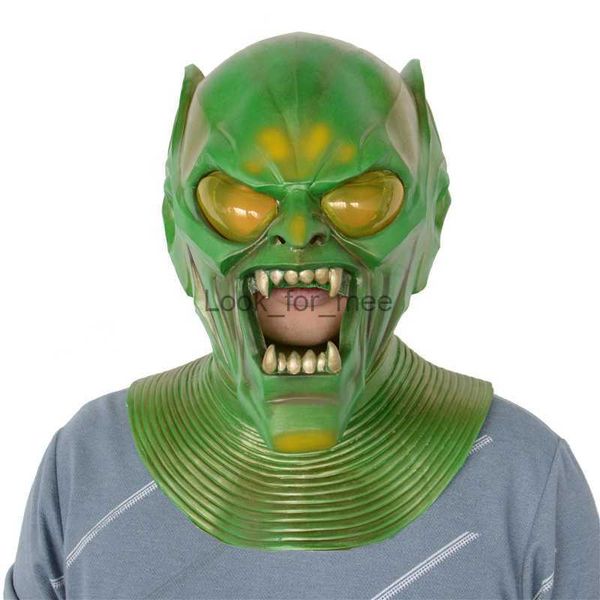 Yeşil Goblin Mask Süper Kahraman Kask Lateks Full Yüz Maskesi Cadılar Bayramı Cosplay Party Props aksesuarları HKD230810
