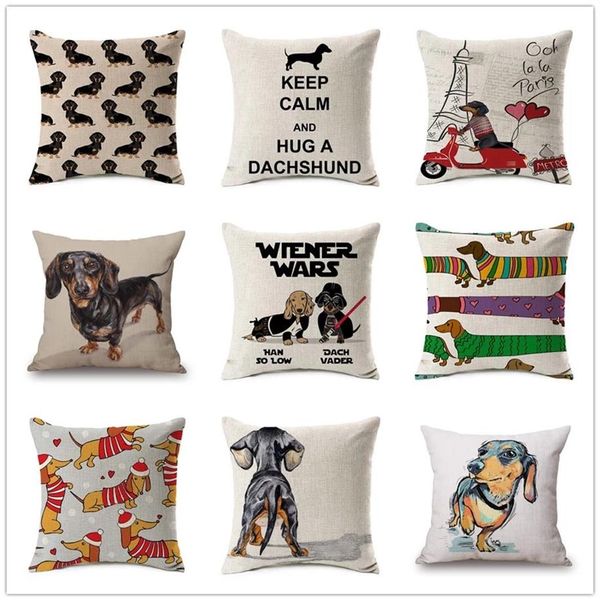 Moda renkli köpek baskılı yastık kılıfı yastık kapağı ev dachshund dekoratif kanepe kahve araba sandalye atma almofada cojines262d