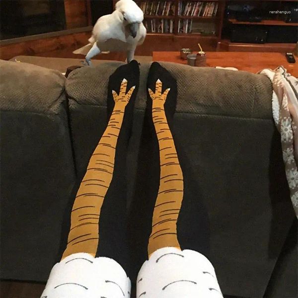 Frauen Socken Herbst 3D Huhn Drucken Lustige Cartoon Oberschenkel Hohe Socke Mode Niedlichen Damen Dünne Zehen Füße Cosplay