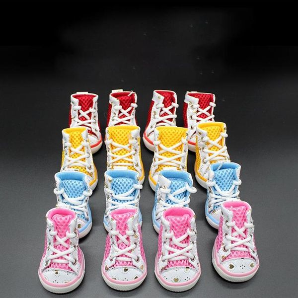 Собачья одежда 4CS SET PET Antiplip Thos Sneakers дышащие пинетки щенки зимние кошки для маленьких собак Chihuahua teddy291z