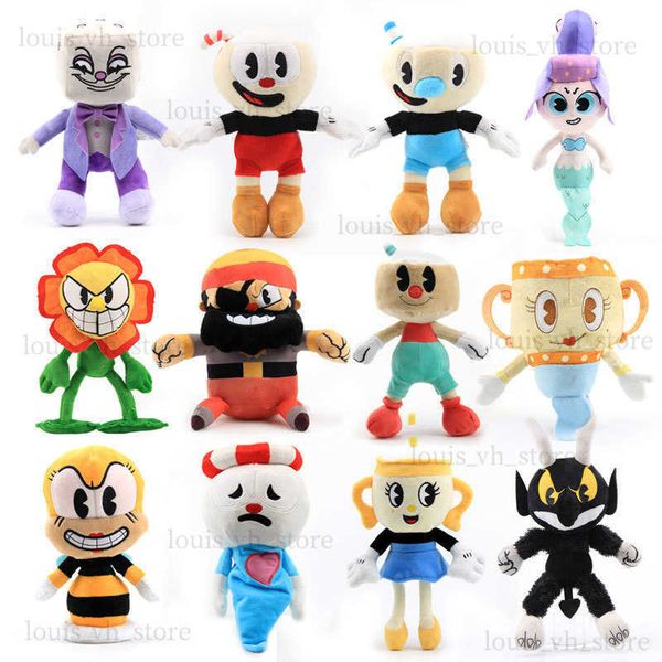 13 стиля Cuphead Plush Toy Mugman Ms.Chalice Boss King King Dice Puphead мягкая плюшевая фаршированная игрушка милая мультипликационная кукла для детей рождественские подарки T230810