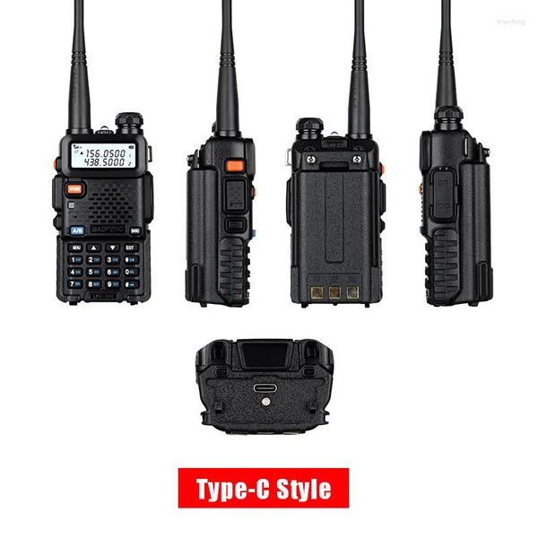 Walkie Talkie Baofeneng UV 5R Destek Type-C veya USB Şarj Cihazı Gerçek 2600mAh 8W Taşınabilir İki Yolcu Radyo Yükseltilmiş Sürüm