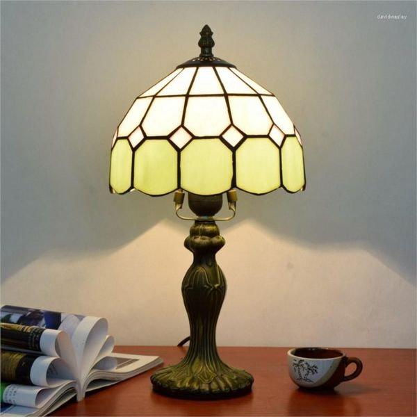 Tischlampen 220 V im europäischen Stil, kreativ, mediterran, grün, pastoral, einfaches Wohnzimmer, Schlafzimmer, Nachttischlampe, Nachtlicht, 20 cm