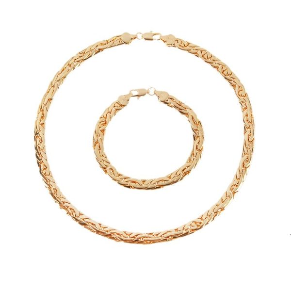 Hochzeitsschmuck-Sets Selead Design Vergoldete flache Schlangenkette aus Kupfer mit geflochtener Halskette und Armband DIY-Herstellungszubehör Kunsthandwerk 230809
