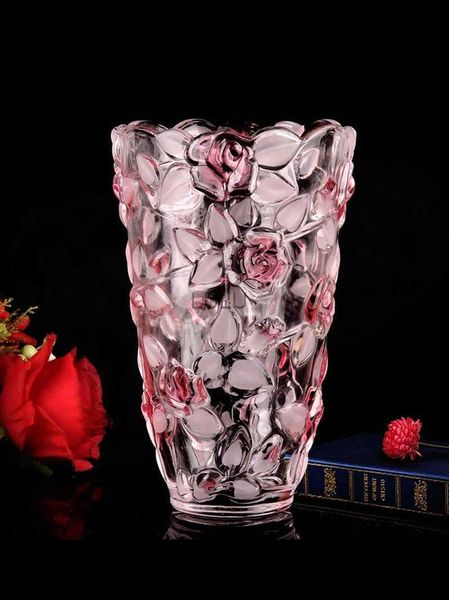 Vaso di vetro di cristallo di lusso leggero vaso di rosa in stile europeo pianta idroponica ricca di fiore di bambù controso