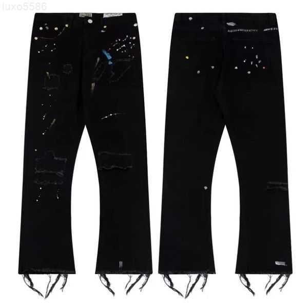 Дизайнерская одежда модные брюки Depts Пятнистые джинсы сшиты в комбинезоны Вирджил Хай -стрит.