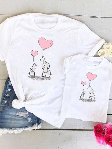 Roupas combinando para a família Roupas combinando para a família Elefante Animal Mulheres Amor Criança Criança Verão Mãe Mamãe Mãe Camiseta Camiseta Roupas Roupas