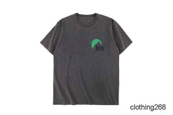 T Designer Rhude Shirt Men Women Fasual High-Caffice Tshirt Cotton Top Tees Япония Руд Футболки серо-зеленый высококачественный 001
