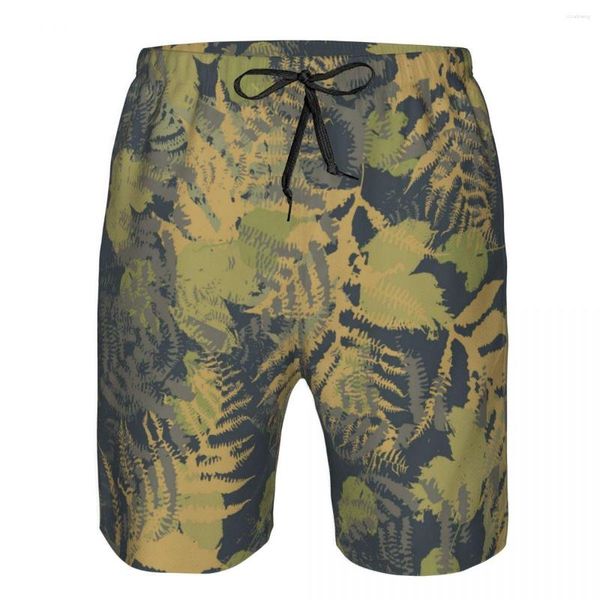 Pantaloncini da uomo Costume da bagno Spiaggia Asciugatura rapida Trunks per uomo Camouflage Felce e foglie Costumi da bagno Slip Board Fast Dry Beachwear