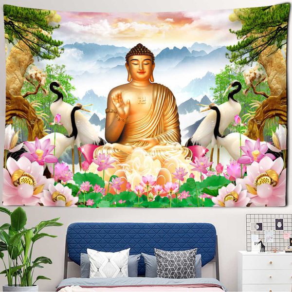 Arazzi Arazzo indiano Buddha appeso a parete religioso boemo Tapiz stregoneria soggiorno decorazioni per la casa all'aperto coperta da appendere alla parete