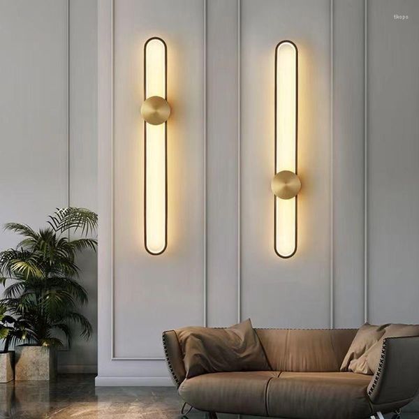 Candeeiro de parede High-end Light Luxo Sala de Estar Strip Quarto Cabeceira Simples Moderno Minimalista Fundo Criativo Househo