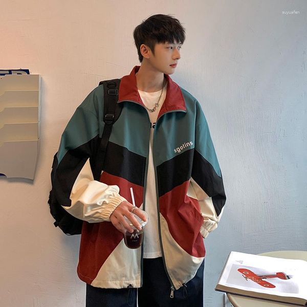 Giacche da uomo Coreano Moda Patchwork Varsity Giacca Uomo Primavera Color Block Cappotti sportivi Unisex Allentato College Outwear 2023