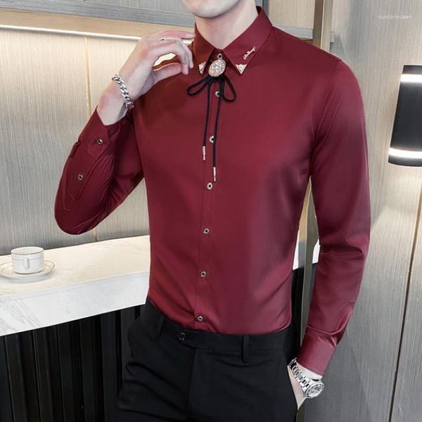 Мужские повседневные рубашки весенняя осень Camisa Masculina Manga Longa Plus Plus Size 6xl Noble Style Men Men Slim Fit Blous