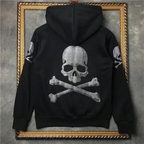 Felpe con cappuccio da uomo Mastermind 2024 Autumn Series Drill Shiny Skull Felpa con cappuccio casual MMJ Zipper Cardigan con cappuccio Cappotto in cotone per uomo e donna