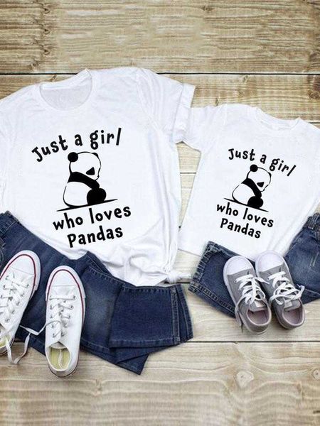 Abiti coordinati per la famiglia Tee Abiti coordinati per la famiglia Panda Ragazza anni '90 Amore carino Donna Bambino Bambino Estate Mamma Mama Madre T-shirt grafica Abbigliamento Abbigliamento