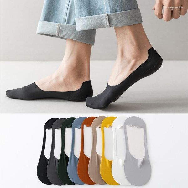 Мужские носки хлопковые дышащие летние ультратонкие ледяные шелковые носки Силикон без скольжения дно поглощает пот