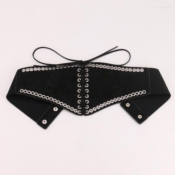 Cinture Donna Cintura elastica in vita Vintage Elegante corsetto largo Designer Corda elastica Decorativa con fibbia