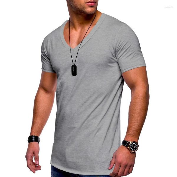 Мужские футболки T Solid v Neck Men Shirt Slim Fit Blouse Blous